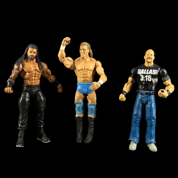 WWE Elite Collection Action Figures Set Of 3: Roman Reigns Triple H & Stone Cold - Picture 1 of 5